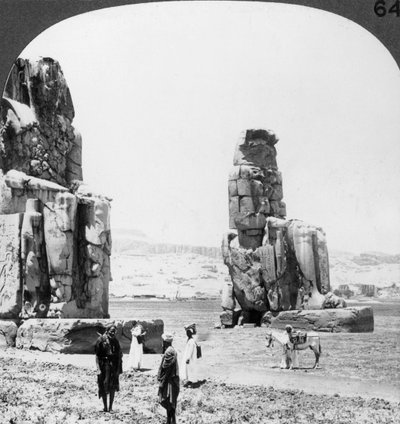 Colossal Memnon statues at Thebes, Egypt, 1905 by Underwood and Underwood