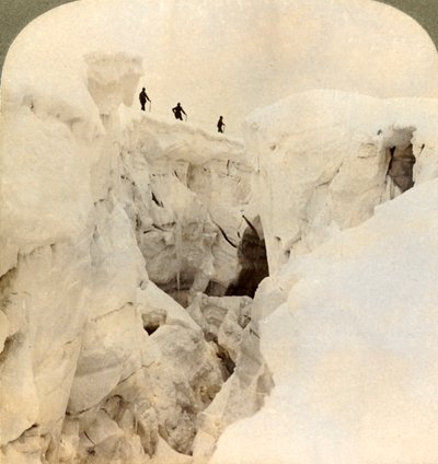 Descent of Mt. Blanc - enormous crevasses near the summit, Alps by Underwood and Underwood