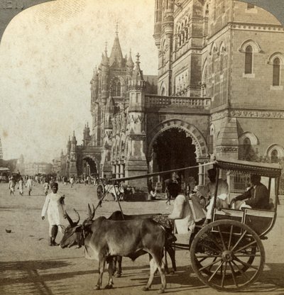 Ekka, Outside Victoria Station, Bombay, India by Underwood and Underwood