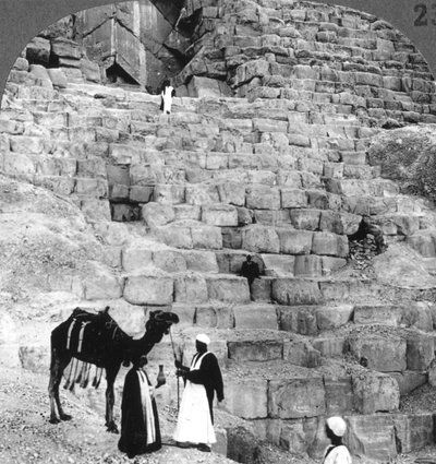 Entrance to the Great Pyramid of Giza, Egypt, 1905 by Underwood and Underwood