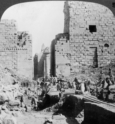 Excavating an Avenue to the Temple of Karnak, Thebes, Egypt by Underwood and Underwood