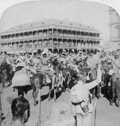 Field Marshal Lord Roberts and Staff Cheering the Queen, Pretoria, South Africa by Underwood and Underwood