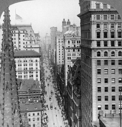 From the Empire Building Past Trinity Church up Broadway by Underwood and Underwood