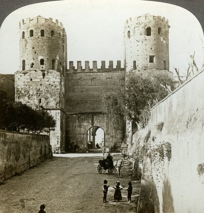 Gate of St Sebastian in the Aurelian Wall, Rome, Italy by Underwood and Underwood