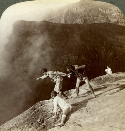 Gazing through sulphurous vapors into the crater