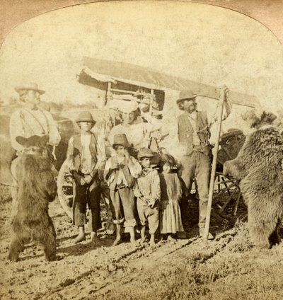 Gypsies and dancing bears on the road by Underwood and Underwood