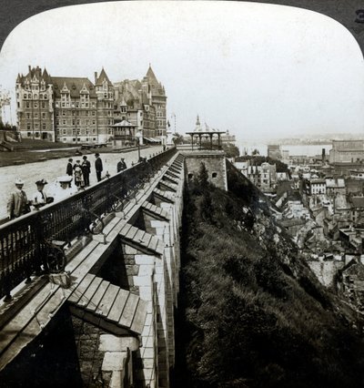 Hotel Chateau Frontenac and Dufferin Terrace, Quebec, Canada by Underwood and Underwood
