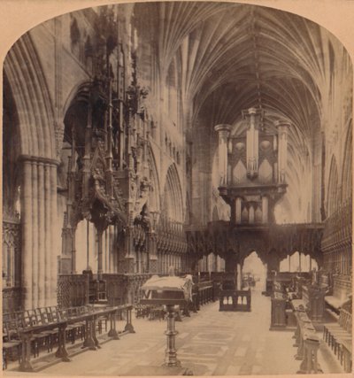 Interior of Exeter Cathedral, England by Underwood and Underwood