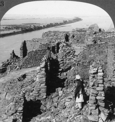 Kasr Qasr Ibrim and a View Down the Nile in Nubia, Egypt, 1905 by Underwood and Underwood