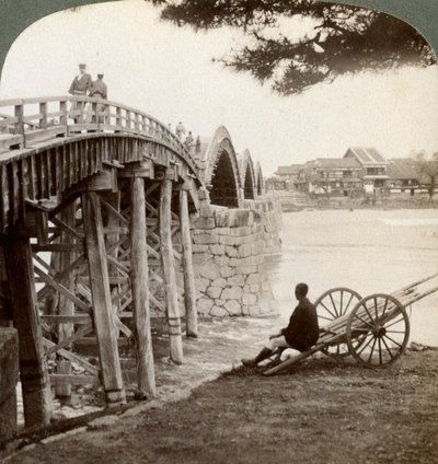Kintai Bridge Over the Nishiki River at Iwakuni, Looking North, Japan, 1904 by Underwood and Underwood