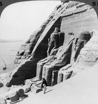 Looking Down on the River Past the Front of Abu Simbel Temple, Egypt by Underwood and Underwood