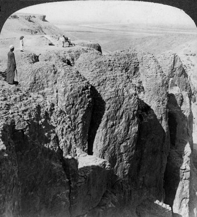 Looking down the Nile from the western cliffs of Thebes, Egypt, 1905 by Underwood and Underwood