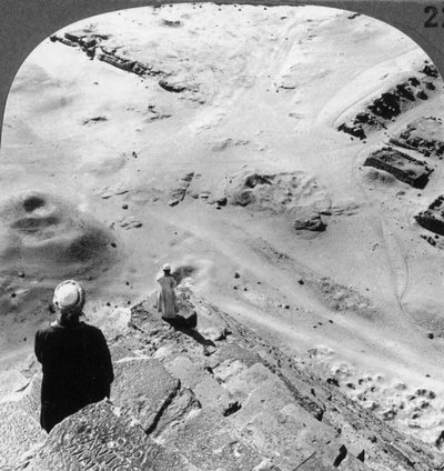 Looking Down the Southwest Corner of the Great Pyramid, Egypt, 1905 by Underwood and Underwood