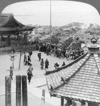 Looking east from Mildera temple over Otsu and lake Biwa, Japan, 1904 by Underwood and Underwood