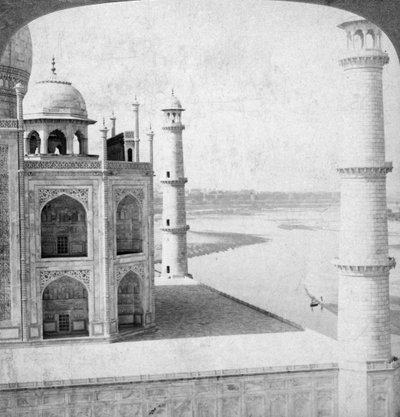 Looking North-West from the Taj Mahal up the Jumna River to Agra, India, 1903 by Underwood and Underwood