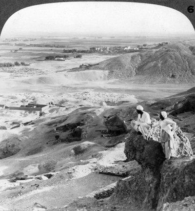 Looking south over the Theban plain and Temples of Medinet Habu, Egypt by Underwood and Underwood