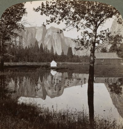 Mirror View of Cathedral Rocks, Yosemite Valley, California, USA by Underwood and Underwood