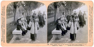 Mission Children, with One Little American Girl, Canton, China, 1900 by Underwood and Underwood