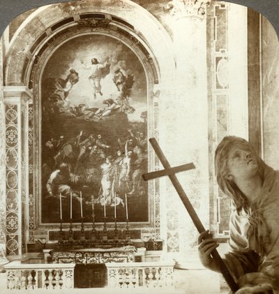 Mosaic above the Altar of Transfiguration, St Peters Basilica, Rome, Italy by Underwood and Underwood