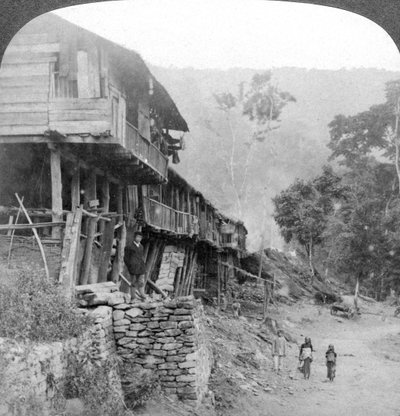 Native Village, Teesta Bridge near Darjeeling, India by Underwood and Underwood