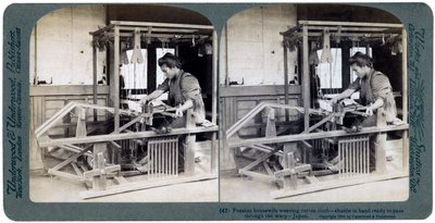 Peasant Housewife Weaving Cotton Cloth, Japan by Underwood and Underwood