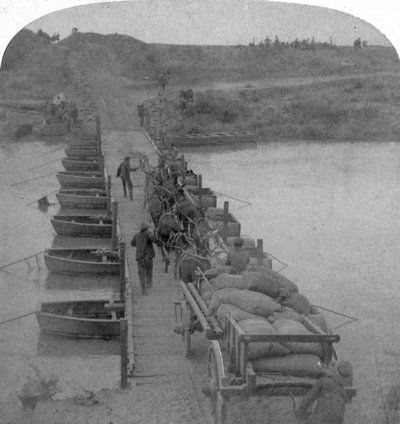 Pontoon Bridge Across the Modder River, Boer War, South Africa, 1900 by Underwood and Underwood