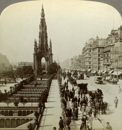 Princes Street and the Scott Monument, Edinburgh, Scotland by Underwood and Underwood