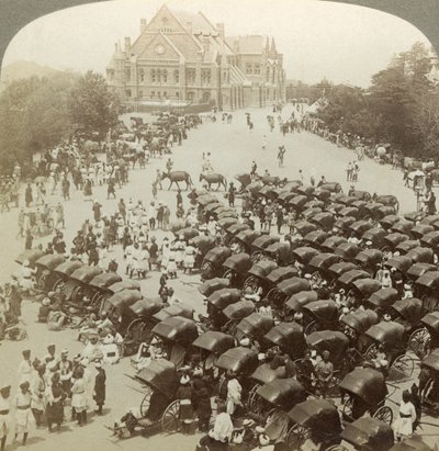 Rickshaws Before Christ Church, Simla, India by Underwood and Underwood