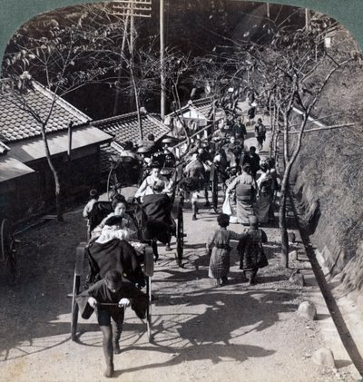 Riding to Daijingu Temple for Shinto Festival of Worship of the Sun Goddess, Yokohama, Japan by Underwood and Underwood