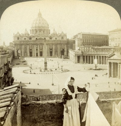 St Peters Square and Basilica and the Vatican, Rome, Italy by Underwood and Underwood