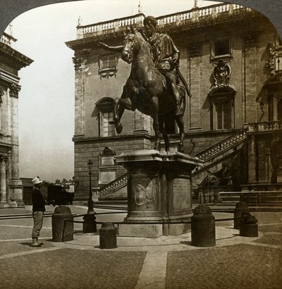 Statue of the Emperor Marcus Aurelius, Rome, Italy by Underwood and Underwood