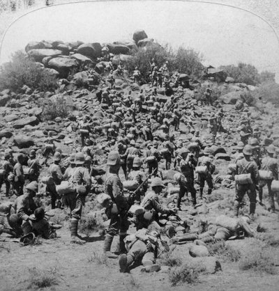 Storming of the Boer Kopje by the Suffolks at Colesberg, South Africa, Boer War, 1900 by Underwood and Underwood