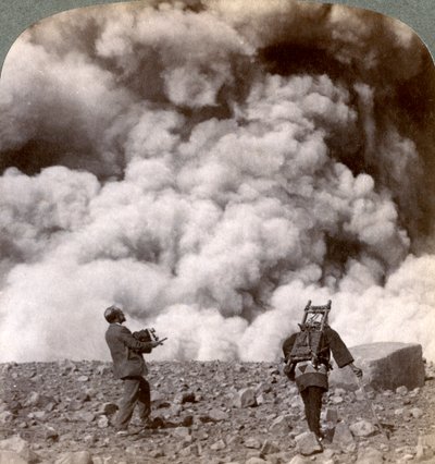 Sudden volcanic explosion in the crater of Mount Asama, Japan by Underwood and Underwood