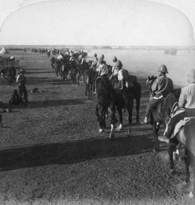 The 38th Battery at the Modder before taking part in Roberts advance, South Africa, Boer War by Underwood and Underwood