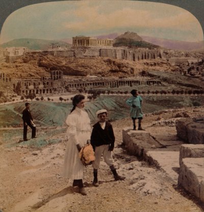 The Acropolis of Athens, Lycabettus and Royal Palace, from Philopappos Monument, 1907 by Underwood and Underwood