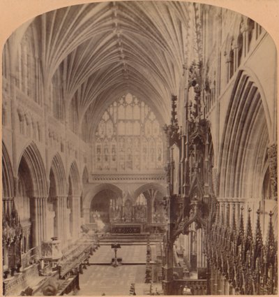 The Choir from the western end, Cathedral, Exeter, England by Underwood and Underwood