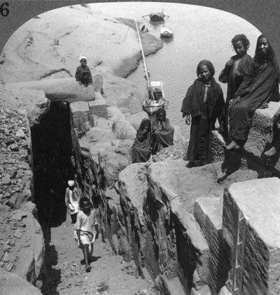 The Nilometer measurer of inundations at the first cataract, Egypt, 1905 by Underwood and Underwood