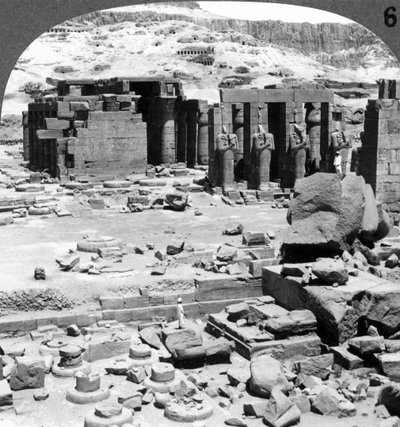 The Ramesseum, the Temple of Ramses II, at Thebes, Egypt by Underwood and Underwood