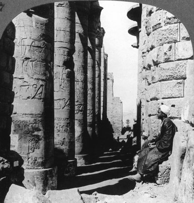The Famous Colonnade in the Great Temple at Karnak, Thebes, Egypt by Underwood and Underwood