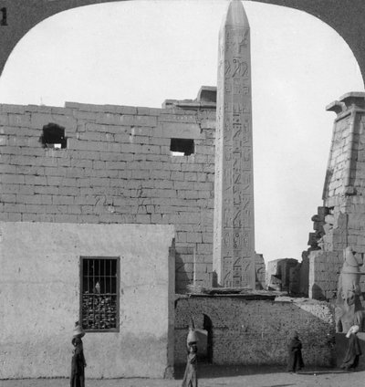 The Obelisk of Rameses II and Front of Luxor Temple, Thebes, Egypt by Underwood and Underwood