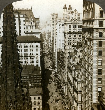 Trinity Church and Broadway, New York, USA by Underwood and Underwood