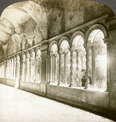 Twisted Columns in the Cloister, Basilica of St Paul Outside the Walls, Rome, Italy by Underwood and Underwood