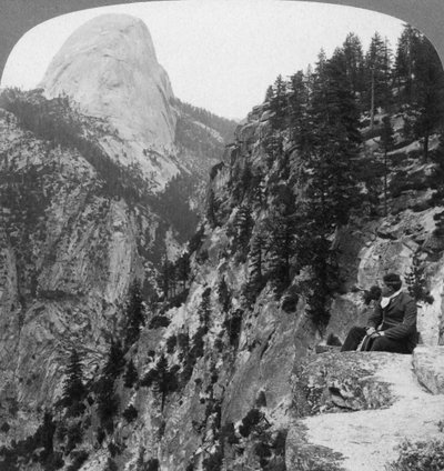View from Glacier Canyon to Half Dome, Yosemite Valley, California, USA by Underwood and Underwood