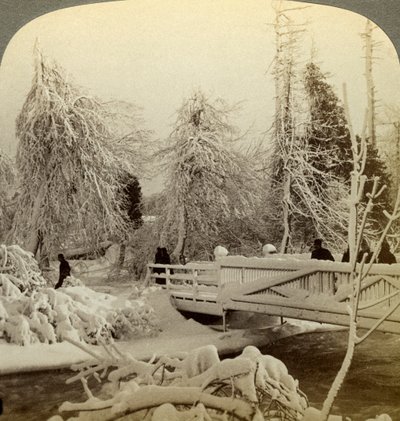 Winter Scene, Luna Island, Niagara Falls, New York, USA by Underwood and Underwood