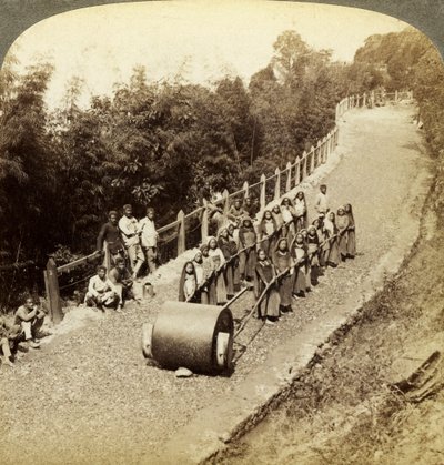 Women working on the Darjeeling Highway, India by Underwood and Underwood