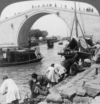 Woo Men Bridge and Grand Imperial Canal, Suzhou, China, 1900 by Underwood and Underwood