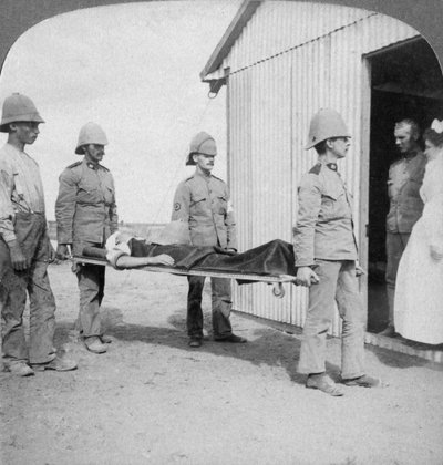 Wounded fusilier after the Boers brave stand near Orange River, South Africa, Boer War by Underwood and Underwood