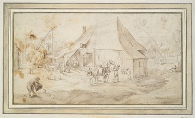 A Farm with Three Figures by Unknown