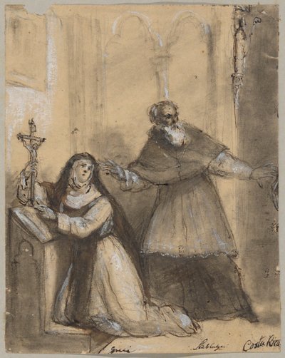 A Nun and a Monk in a Chapel by Unknown