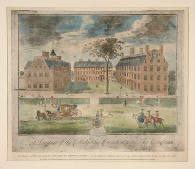 A Prospect of the Colleges in Cambridge in New England; reproduction made for Dr. Samuel Abbott by Unknown